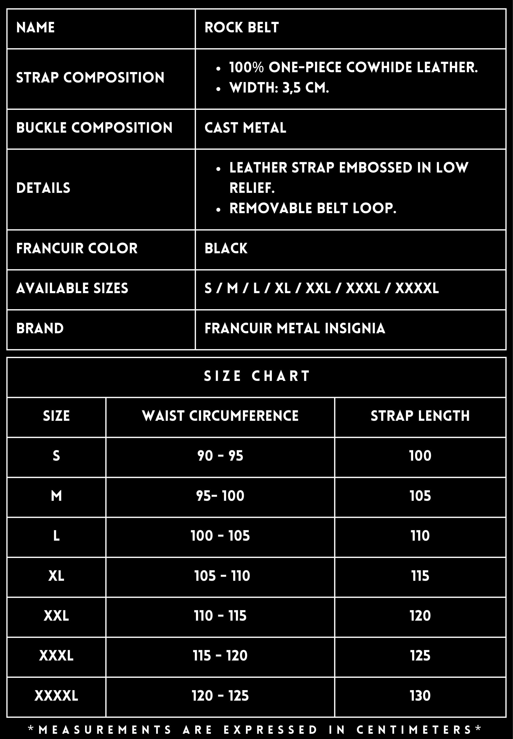 TECHNICAL SPECIFICATIONS_LEATHER BELT_ROCK_FRANCUIR